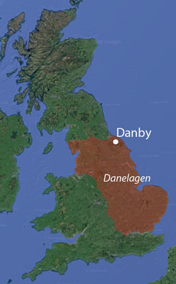 Danbys placering i Danelagen