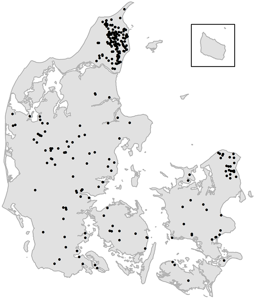 Punktkort over navnetypen -holt