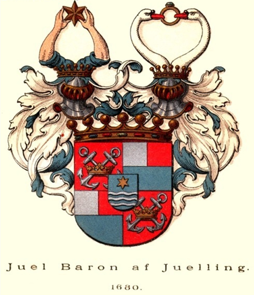 Slægten Juels våbenskjold fra o. 1680