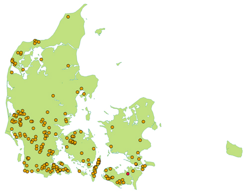 Kort over bølle-navne i Danmark